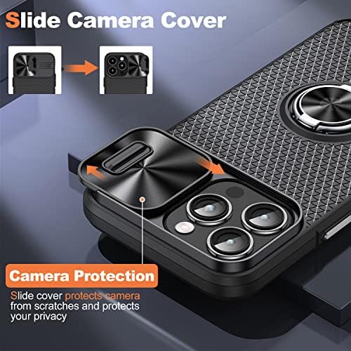 PSIOXY Compatível para iPhone 14 Pro Case com porta -anel magnético [Proteção à câmera deslizante
