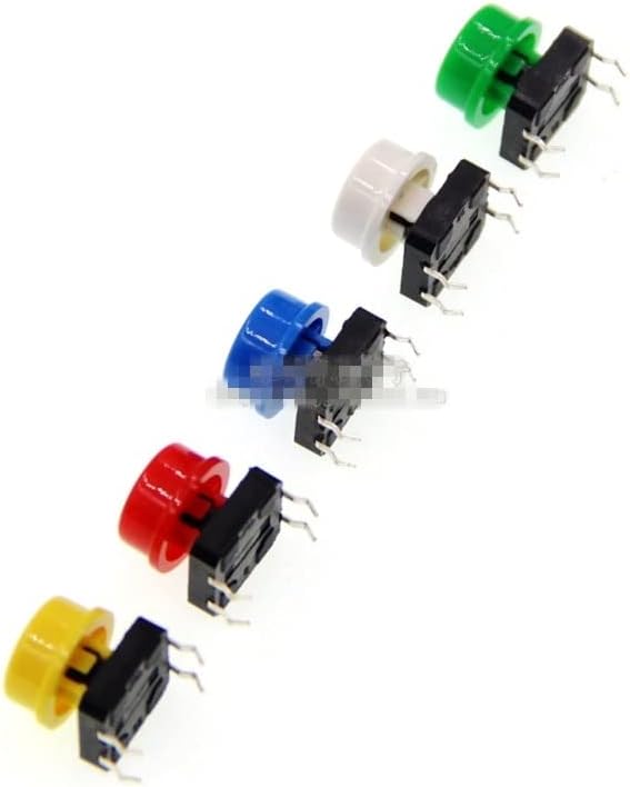 12 * 12 * 7,3mm de botão tátil botão de botão momentâneo de micro -interruptor + 5 cores tampa