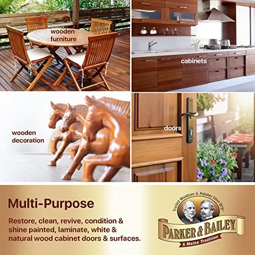Creme de armário de cozinha Parker & Bailey - Limpador de madeira multisurface e móveis poloneses Surface Restorer