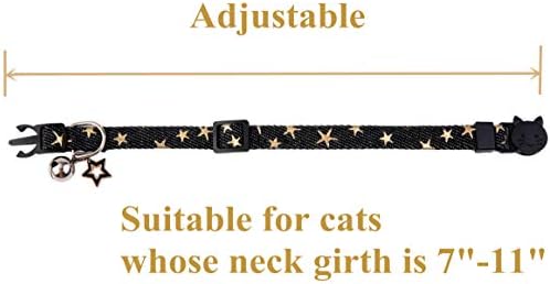 Star Charm Craved Cat Collar Breakaway com Bell, colares de cachorrinho pretos para cães pequenos