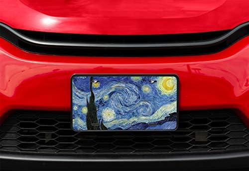 AMCOVE Placa personalizada Tag de carro frontal, alumínio - Van Gogh Starry Night, 6 x 12 polegadas