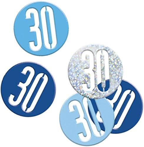 Partido exclusivo 83839 Blue Prismatic 30th Birthday Confetti, 5 oz 1 pacote, 30 anos