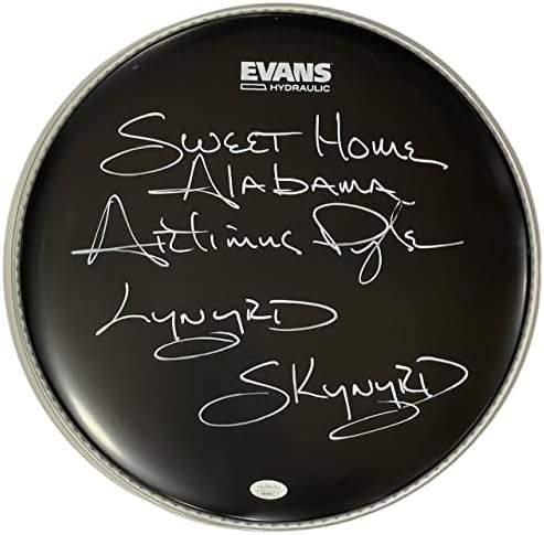 Artimus pyle autografou Lynyrd Skynyrd Evans Hydraulic Black Drumhead - Drumheads