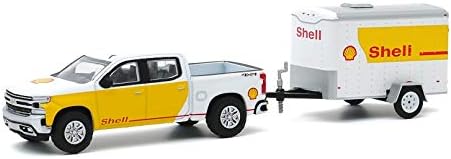 Greenlight 32200-D Hitch & Tow Series 20-2019 Chevy Silverado Shell Oil and Small Shell Oil Cargo Trailer