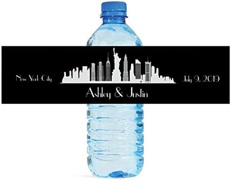 Rótulos de garrafas de água com temas da cidade de Nova York, casamentos, aniversário, festa de noivado, casamento