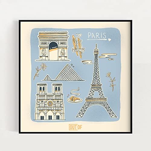 Fora de Paris Print, Pôster de Paris City, Presente de Paris, Decoração da França, Arte da Parede,