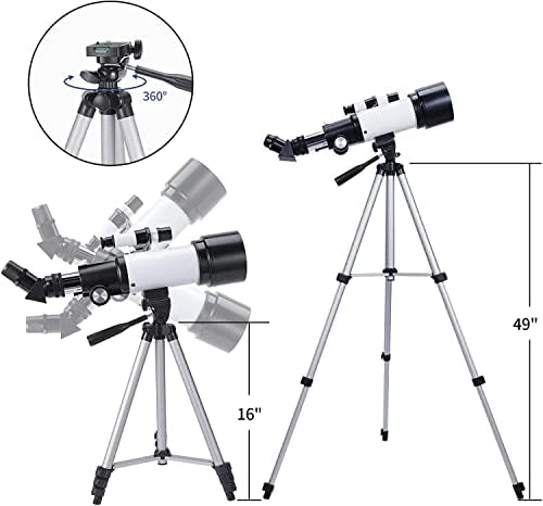Merkmak Telescópio Astronômico Zoom 70mm Apertura 400mm 133x Titular de telefone de mochila de tripé ajustável