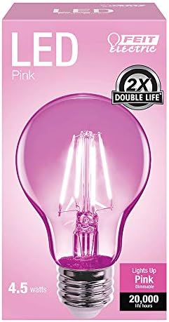 Feit Electric - A19/TPK/LED 25W Filamento rosa equivalente lâmpada led de vidro transparente de vidro transparente