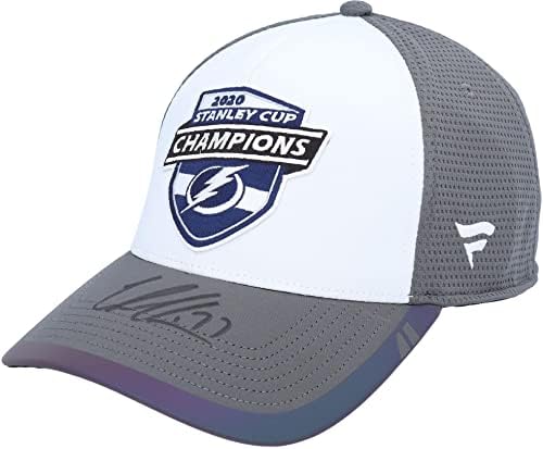 Victor Hedman Tampa Bay Lightning 2020 Stanley Cup Campeão Autografado Capinha de Casa - Hats Autografados