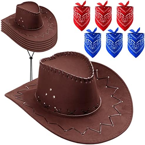 18 PCs Chapéu de cowboy ocidental com Paisley Bandanna e Black Ties Half Mask Conjunto de Halloween