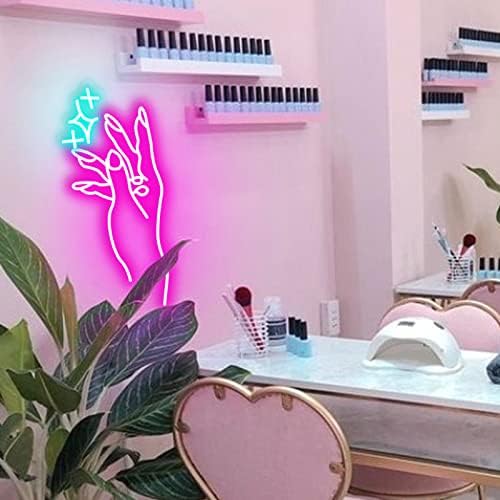 Kucade Uil Art NEON SIGN RELIGENTES Mão neon Light Beauty Salon Decoração de parede Hot Rosa Led
