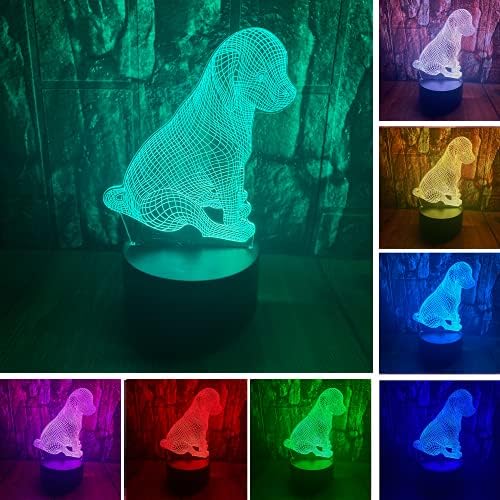 Animais 3D LED ILUSÃO OPTICO Decoração do quarto Lâmpada de mesa com remoto 7 cores Dog acrílico Sono