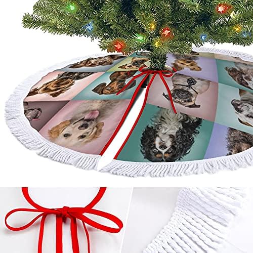 Composição de cães Saias de árvore de Natal com franjas para decorações de festas de férias de Halloween Farmhouse
