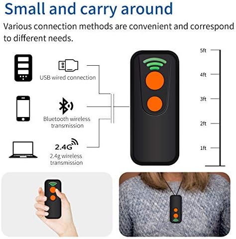 1D Bluetooth Mini Laser Barcode Scanner, Symcode USB Portable Handheld 1D Reader Scanner para