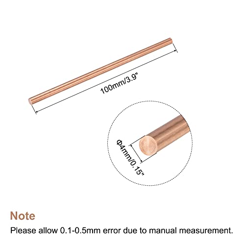 Meccanixity 4mm Diâmetro de 100 mm de comprimento de cobre sólido redonda de barra de torno
