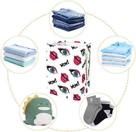 Mapolo Laundry Tester Funny Eyes Lips Padrão Padrão Cesto de armazenamento de lavanderia dobrável com alças