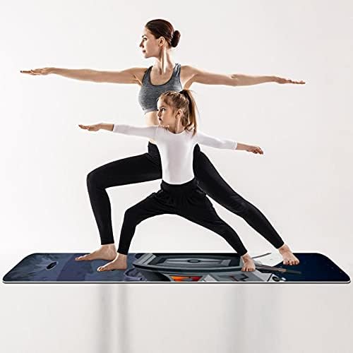 Exercício e fitness de espessura sem escorregamento 1/4 tapete de ioga com espaçador voando para fora