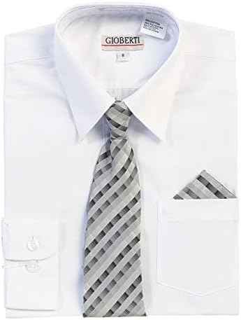 Vestido de manga comprida do garoto de Gioberti + gravata xadrez, gravata borbole