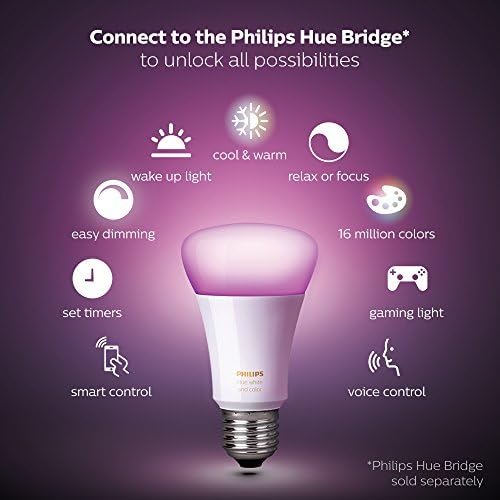 Philips Hue White e Color Ambiance A19 60W Equivalente Lâmpada inteligente LED equivalente, 1 lâmpada