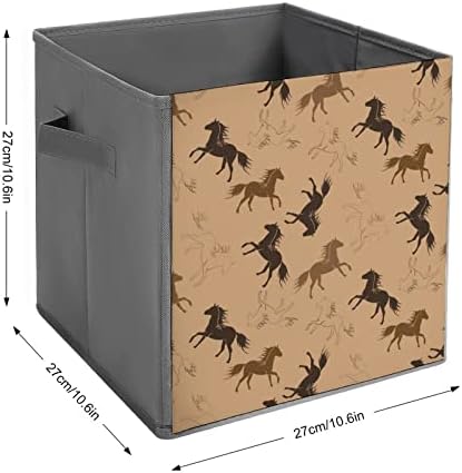 Cavalos de cavalos de cavalos Cubos de armazenamento de silhueta com alças bancos de tecido dobráveis