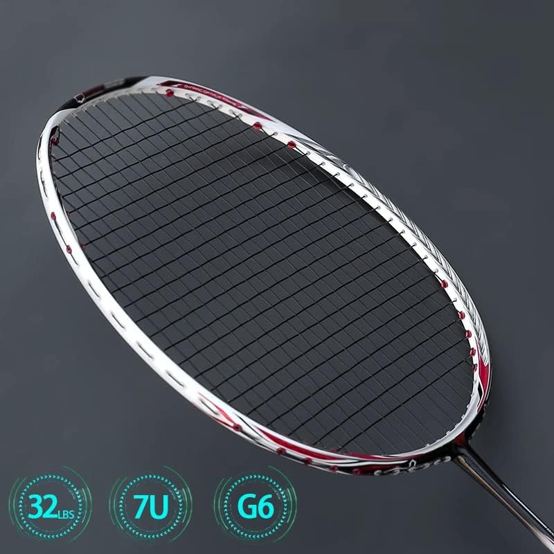 Fibra profissional grossa de fibra de carbono completa 7U 67-69G Badminton Rackets Tire Raquette Tension