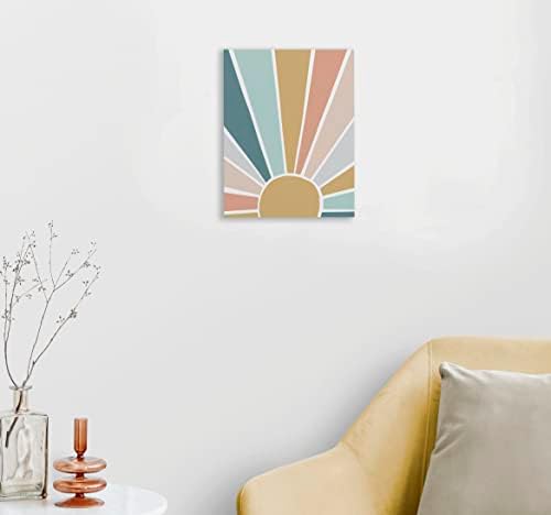 Resumo Boho Sunshine Sunshine colorido emoldurado decoração de arte de parede 11 × 14 polegadas,