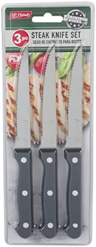3 PC Facas de faca de faca serrilhada utensil de talheres de churrasco de aço inoxidável de aço inoxidável