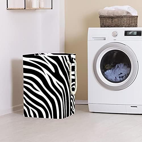 Zebras brancas pretas Indicultor preto cesto de roupa de roupa grande e impermeável cesto de roupas