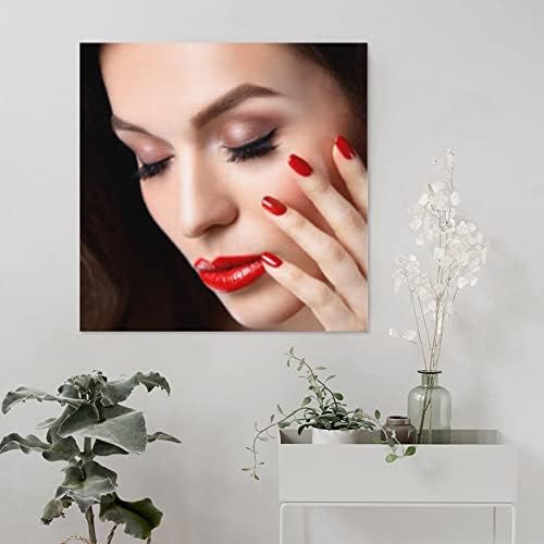 Beleza salão de beleza salão de beleza Red Lips Lips Mulher Poster Cheelash Makeup Poster Canvas Posters Impressões