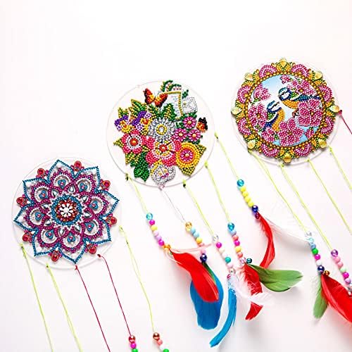 5D Diamond Painting Kits Arte pendente de vento de pássaro para adultos e crianças penduradas ornamentos
