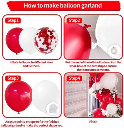 Kit de guirlanda de balões brancos vermelhos 134 pacote de tamanhos diferentes 18/12/10/5 polegada Balões