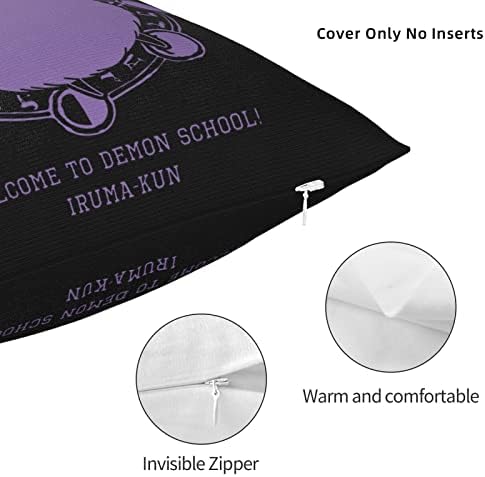 Vvedik Welcome to Demon School! Iruma-kun Pillow Pillow Capa escondida capa de almofada quadrada Ultra Soft
