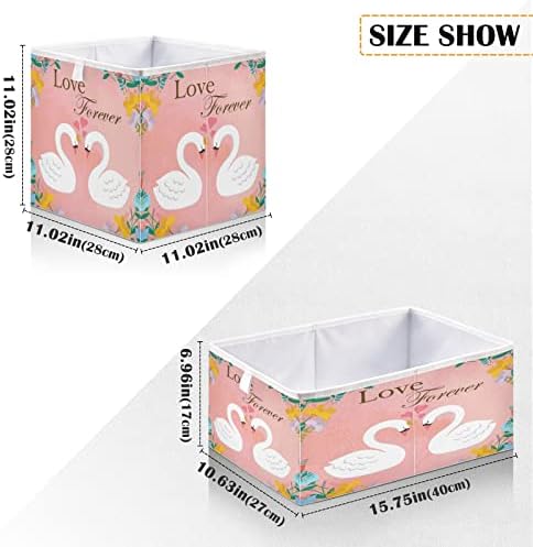 Emelivor Love Swan Cubo floral Bin Cubos de armazenamento dobrável cesta de brinquedos à prova