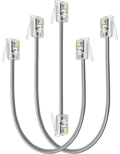 NECABLES 3PACK Kit de cabo de telefonia curto para linha fixa 3, 6, 8 polegadas Linha telefônica do cabo