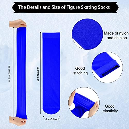 Satinior 6 pares de meias de patinação de gelo meias de patinação de cor sólidas