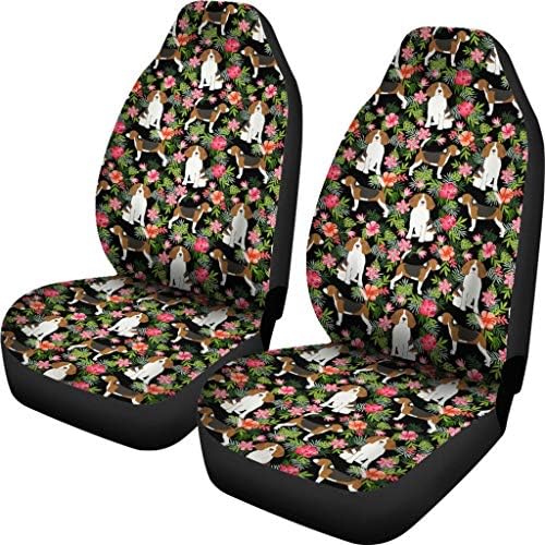 Capas de assento de carro com estampa floral de cachorro beagle