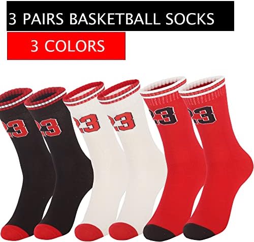 3 pares de meias de basquete para meninos e meninas, atléticos correndo de meias de basquete