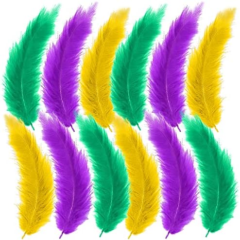 Penas coloridas para artesanato, 150 PCs Green Green Gold Gold Purple Feathers para DIY Craft Mardi Gras