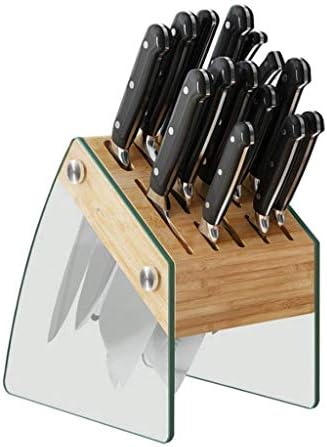 Cujux Bloco de faca transparente sem facas, organizador de faca de cozinha Stand Durável Faca de bambu