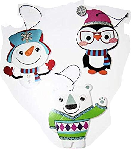 Ornamentos de férias de Natal criam Kit de espuma divertido - boneco de neve, urso polar e pinguim