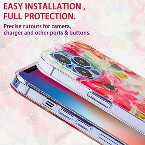 Caso Dasigjid para iPhone 13 Pro Max com lente de câmera Protetor de choque floral Slim Fit TPU Captura