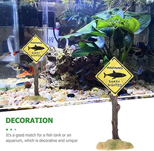 Decoração de tanque de peixe zerodeko sinalização de aviso de aquário de aquário: ornamentos da paisagem