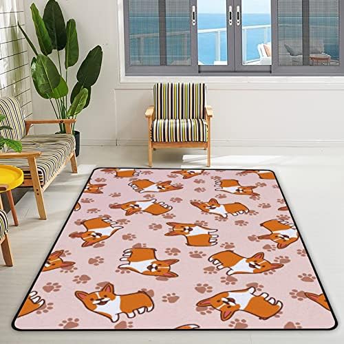 Rastreamento de carpete interno brincar de tapete de desenho animado corgis pata para a sala de estar quarto