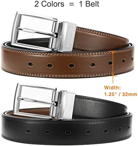 Cinturão reversível para mulheres, Cr 1.25 Cinturão de couro feminino para calças de jeans preto