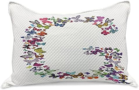 CARTA DE AMBESONNE Gcover de travesseira de malha de malha, borboletas exóticas coloridas na forma da letra
