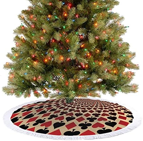 Jogando Arte de Arte Imprimir Saia de Árvore de Natal com Tassel para Feliz Festa de Natal Sob a árvore de Natal