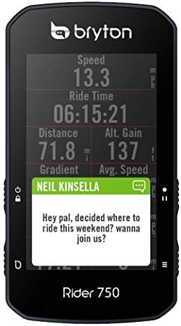 Bryton Rider 750T GPS Bike/Cycling Computer. Versão dos EUA. Tela sensível ao toque colorida, mapas e