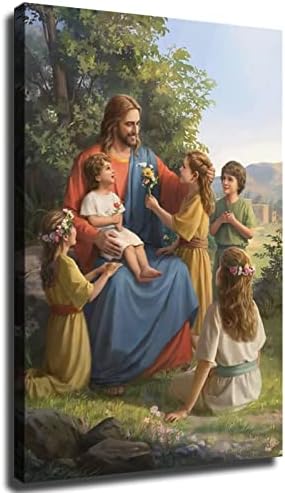 Cristo Jesus - Jesus e as crianças Canvas Art Poster Office Poster Picture Wall Art Premium Decoração
