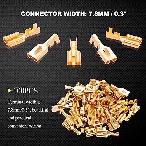 Twidec/100pcs 7,8 mm Conector feminino Conector de emenda rápida Terminais de crimpagem conector de arame