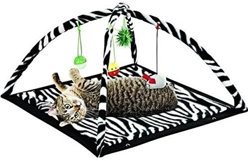 Cat Play Play Tent Zebra Print Dangle Toys Pets Pets Interactive Kitty Play Bed Kitten Fun Diverty
